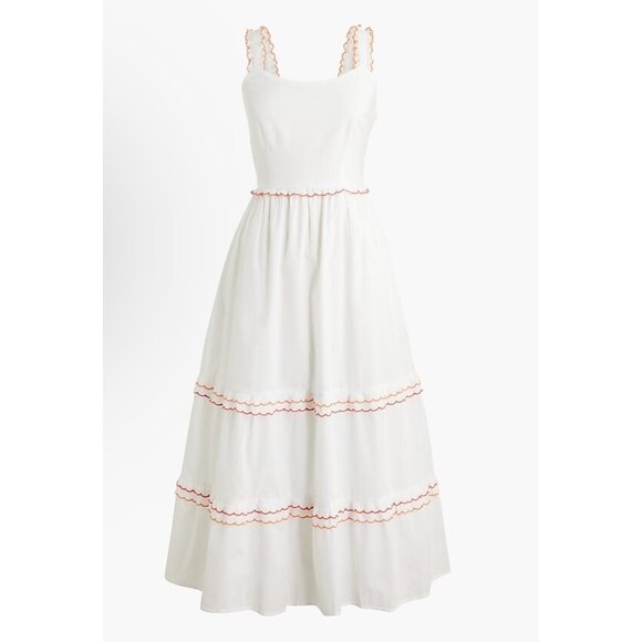 J.Crew Dresses & Skirts - J.Crew Womens White Dress Sleeveless Maxi Dress Ruffle Trim Smocked Back Sz10